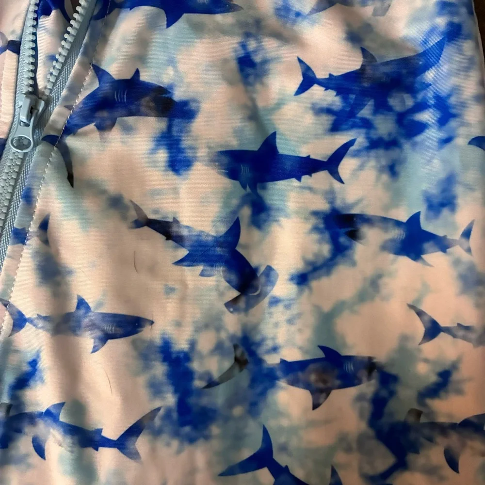 Jumping Beans Blue& White Long Sleeve unisex full zip bathing suit sz 3T